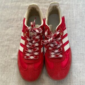 Adidas Women's Red and White Sneakers